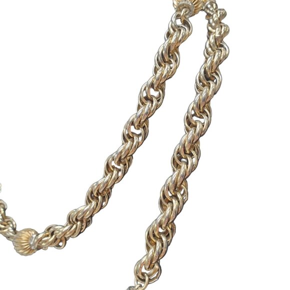Vtg Signed Eisenberg Gold Tone Necklace Twist Chain Rhinestone Beads 50" Chunky - Picture 7 of 11